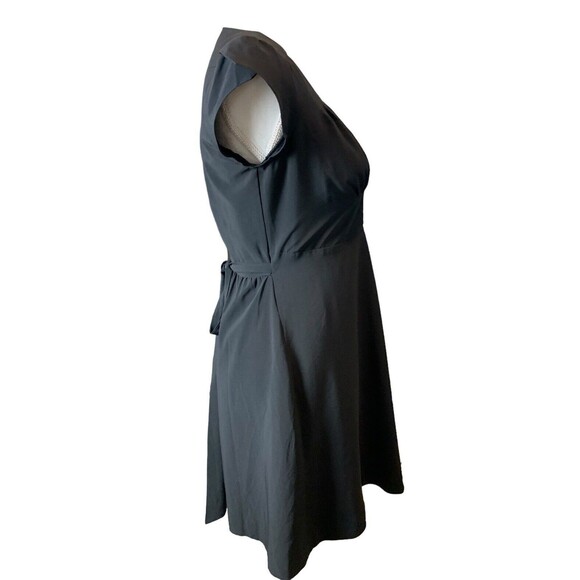 Banana Republic Wrap Style Dress Women's Sz 2 Black Polyester Cap Flutter Sleeve - Picture 6 of 13